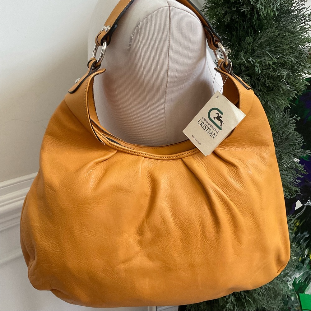 Cristian Yellow Hobo Leather Bag